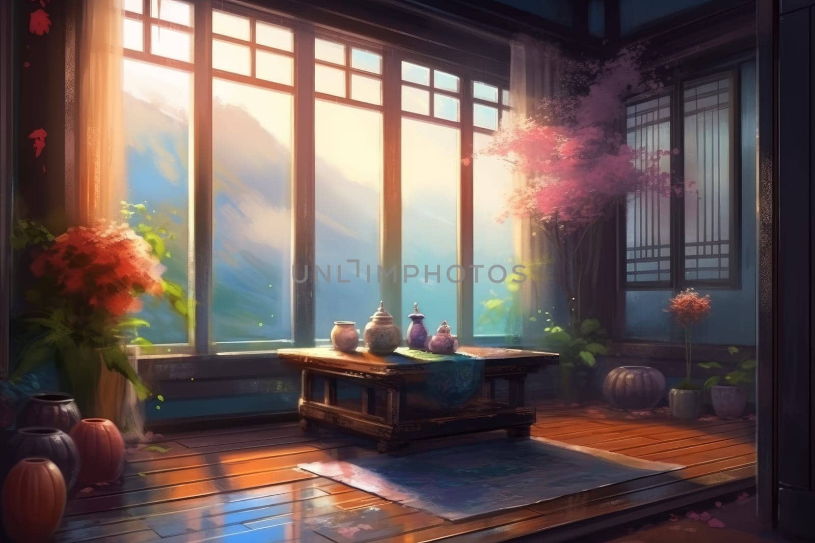 Cozy place for meditation. Generate Ai by ylivdesign