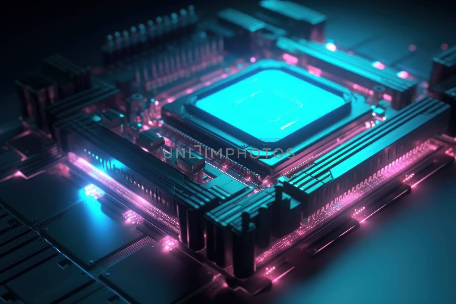 Cpu modern motherboard. Generate Ai by ylivdesign
