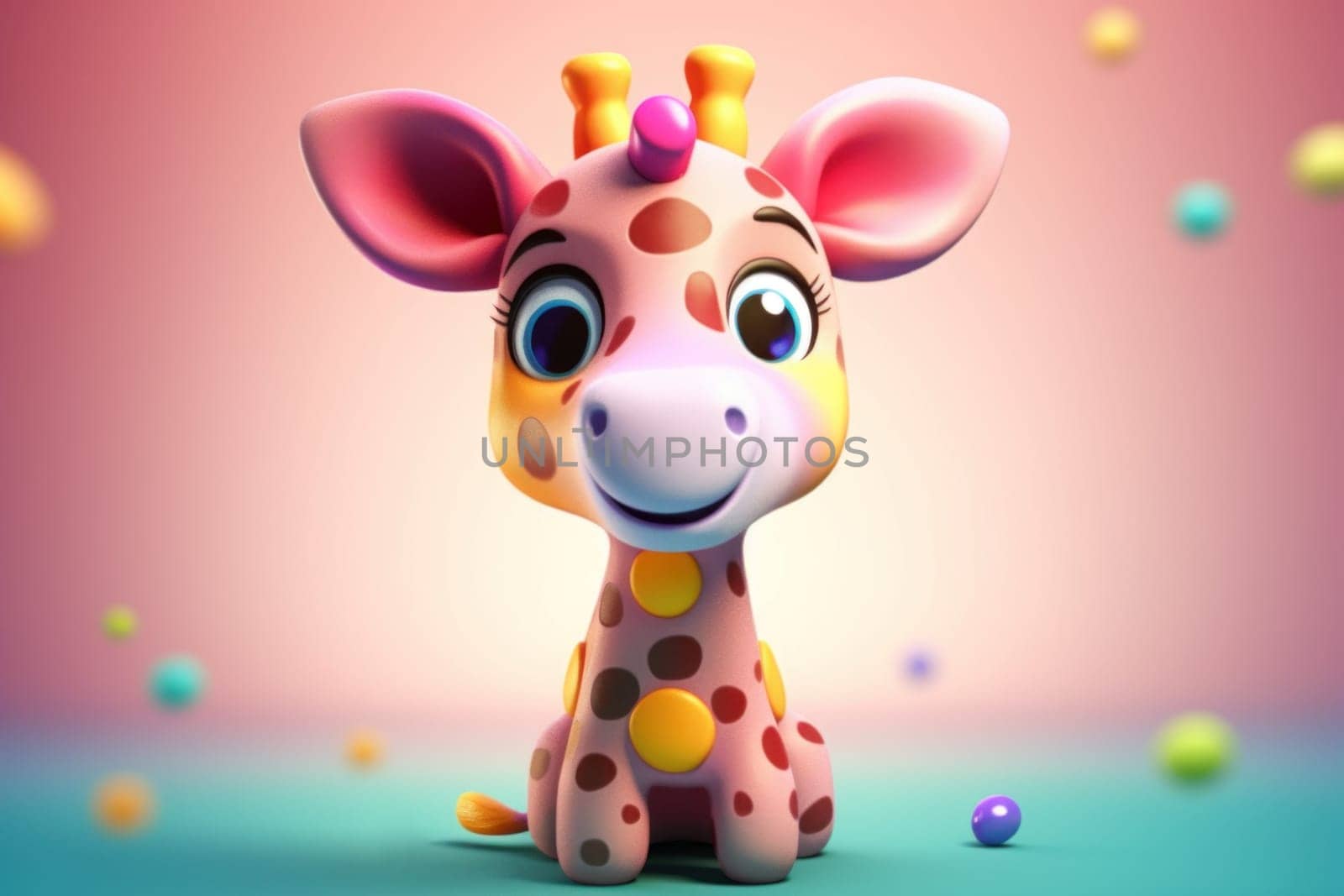 Cute baby giraffe. Generate Ai by ylivdesign