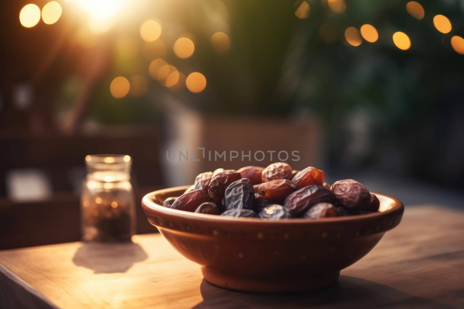 Dates fruits bowl. Generate Ai by ylivdesign