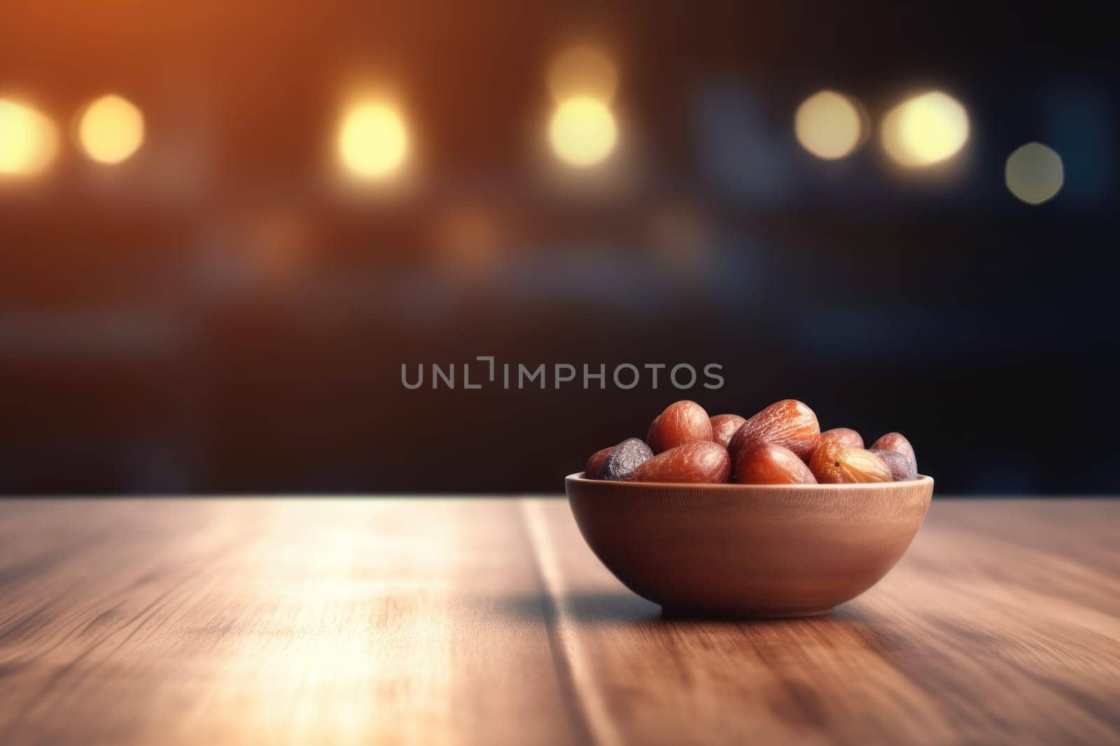 Dates fruit on table. Generate Ai by ylivdesign