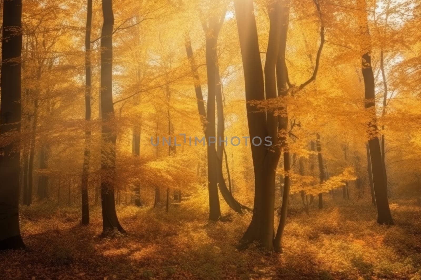 Autumn leaf tree scenery. Generate Ai by ylivdesign