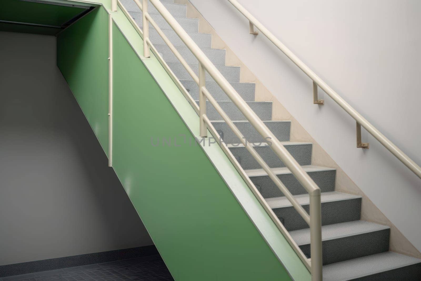 Green emergency staircase. Urban step exit. Generate Ai