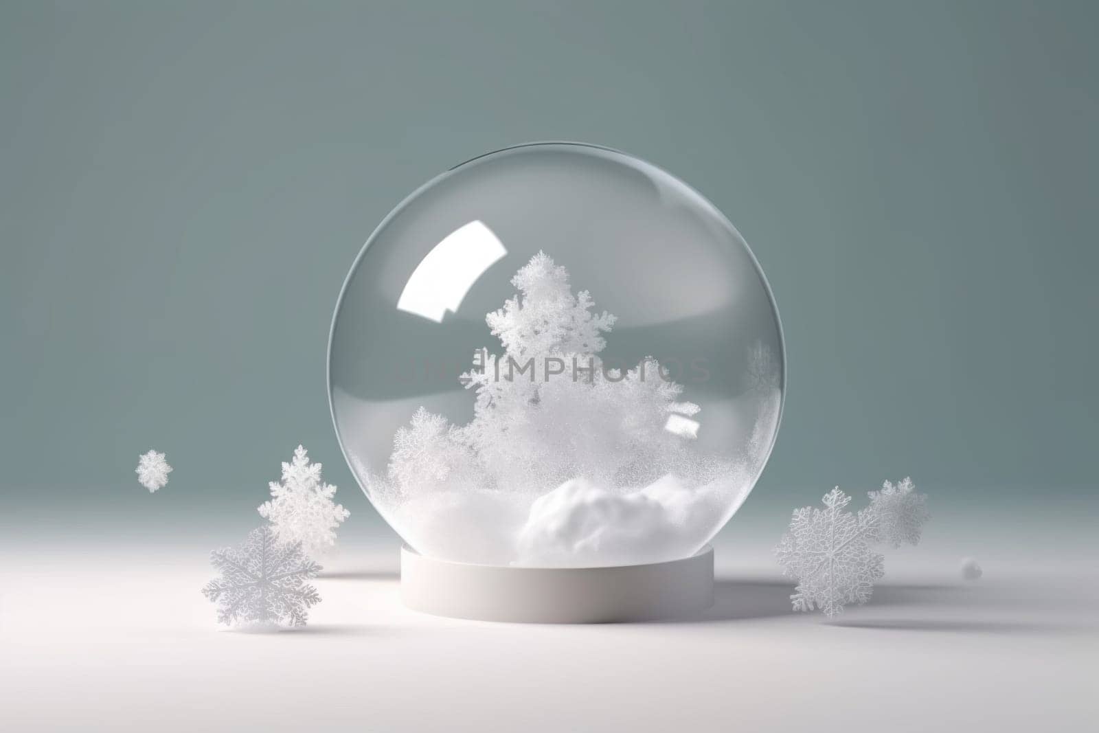 Snowball with snowflakes. Generate Ai by ylivdesign