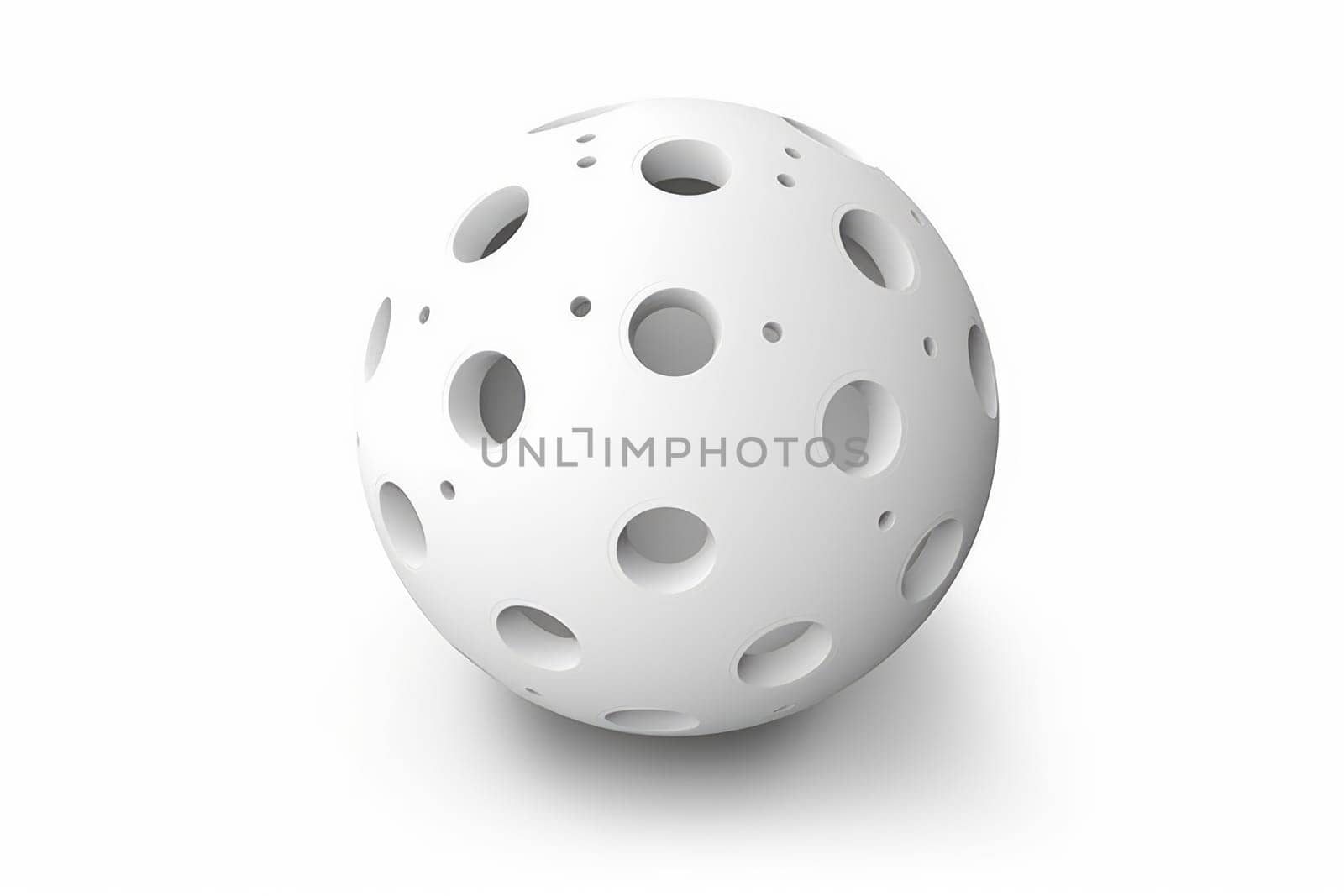 White floorball ball. Game hockey. Generate Ai