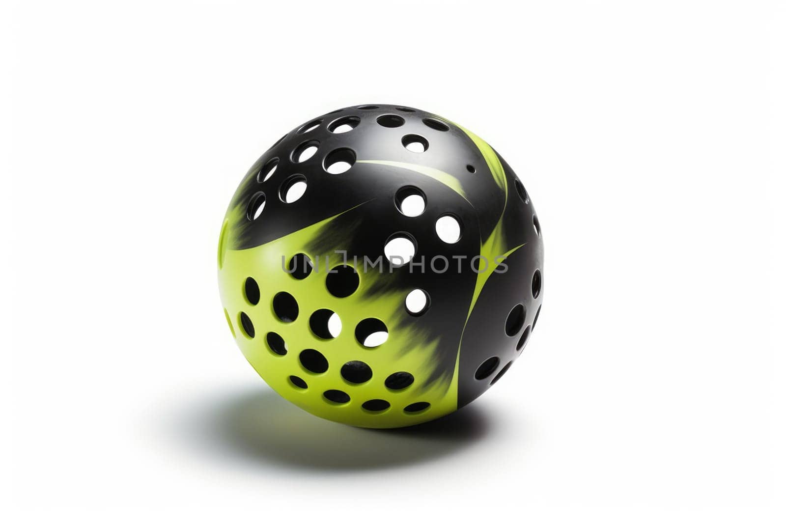 Green black floorball ball. Generate Ai by ylivdesign