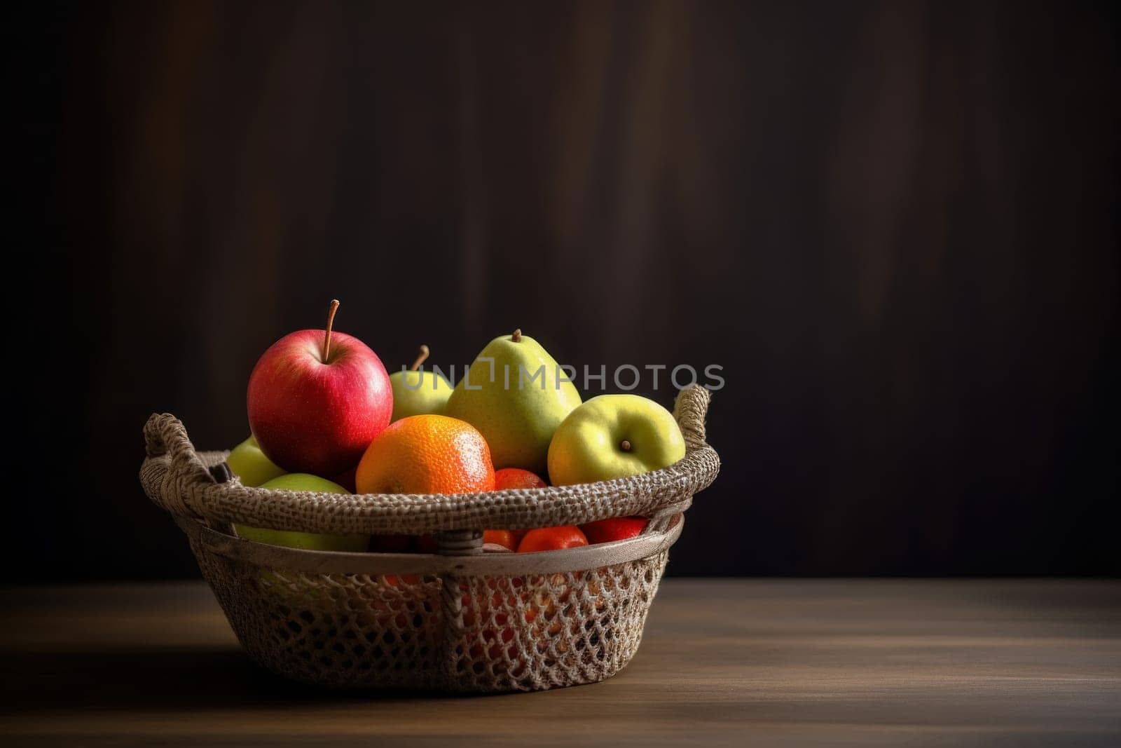Home fruit basket. Generate Ai by ylivdesign