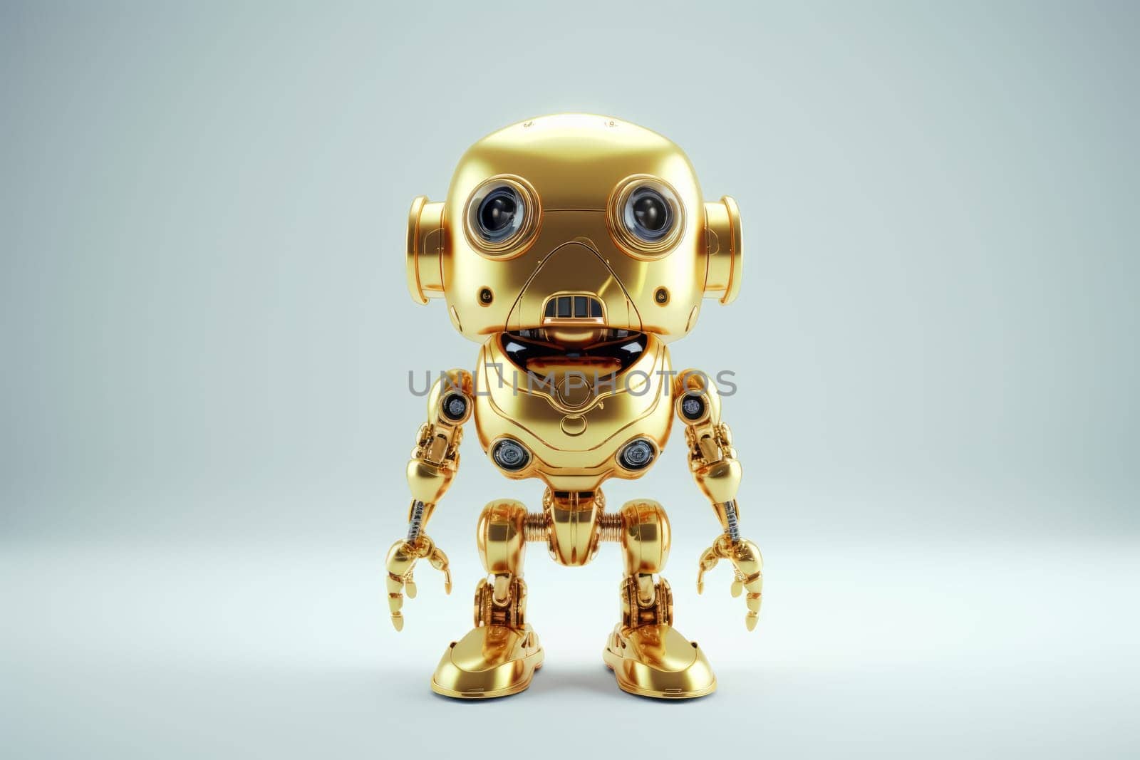 Funny golden robot. Star figure. Generate Ai