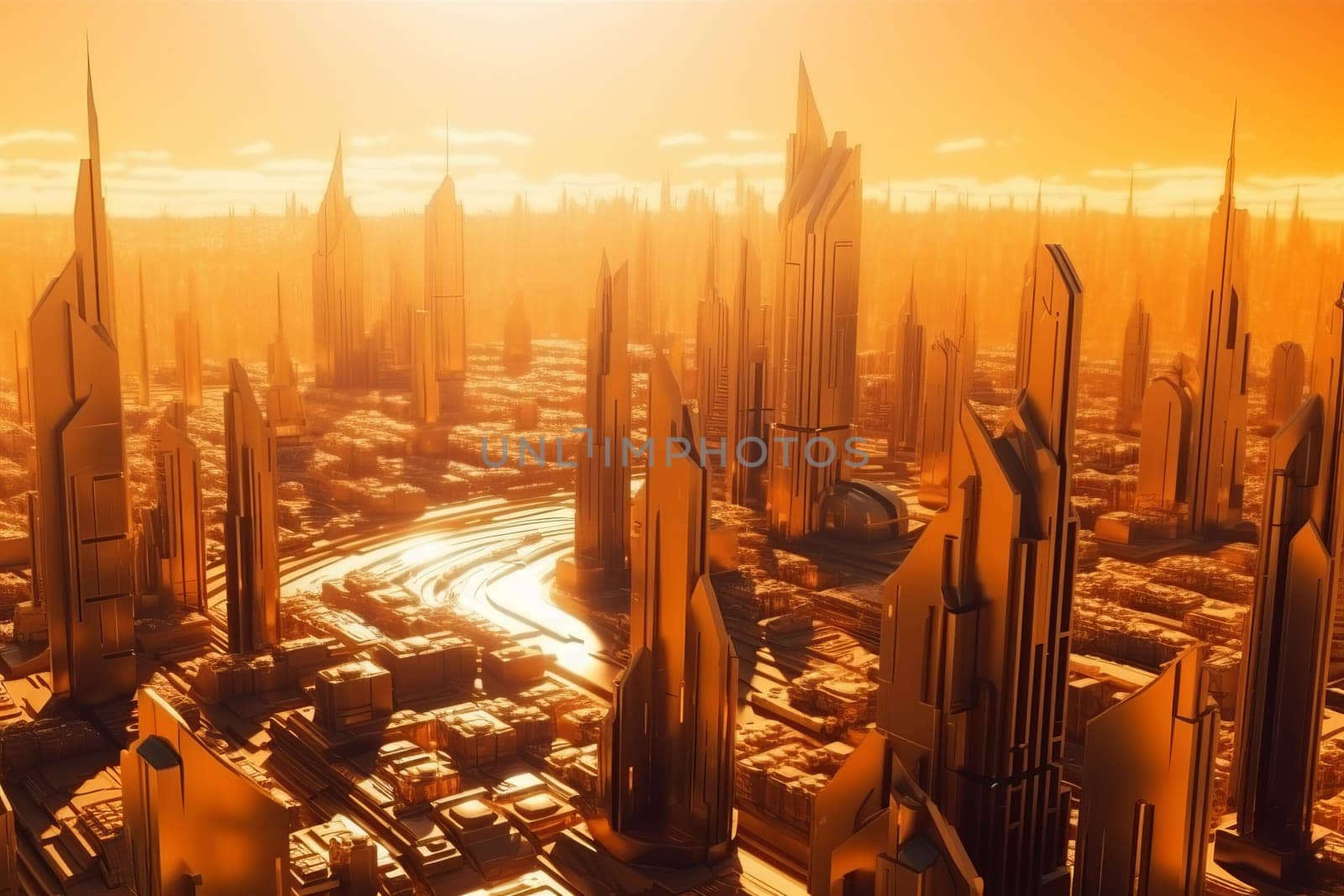 Futuristic tech city. Generate Ai by ylivdesign