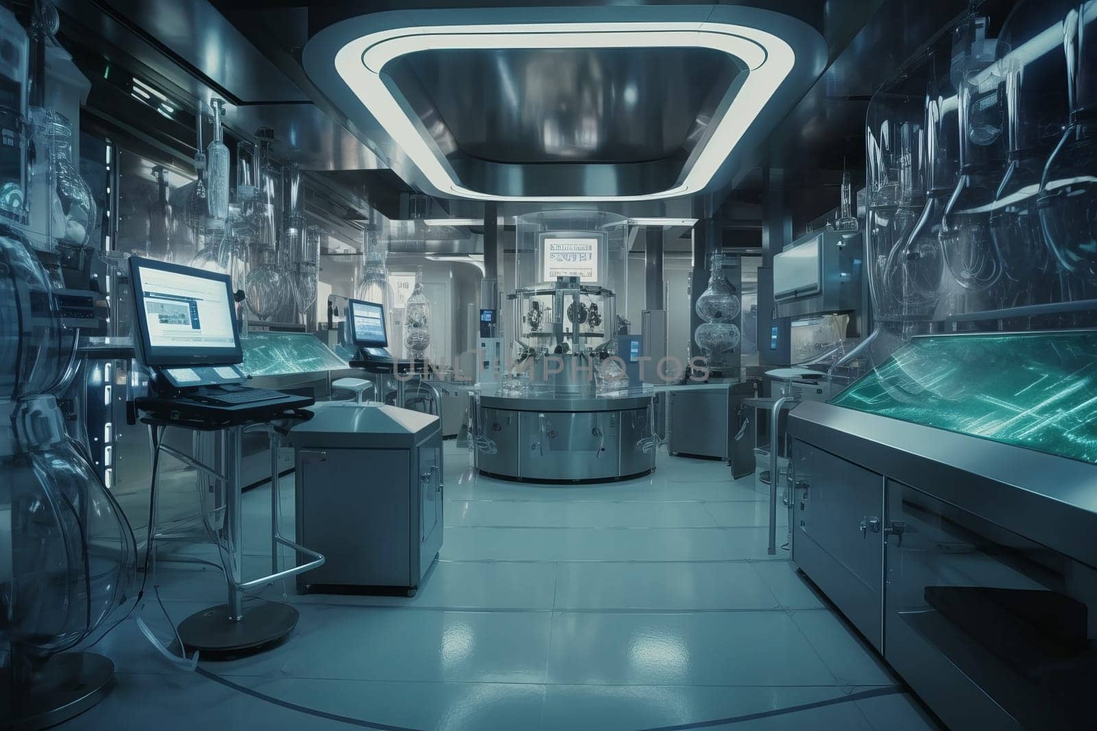 Futuristic laboratory room. Generate Ai by ylivdesign