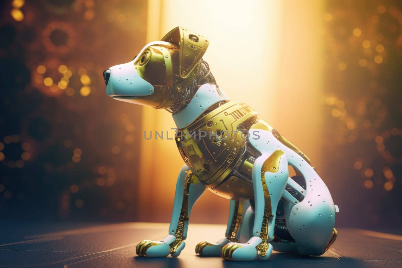 Dog robot in room. Generate Ai by ylivdesign