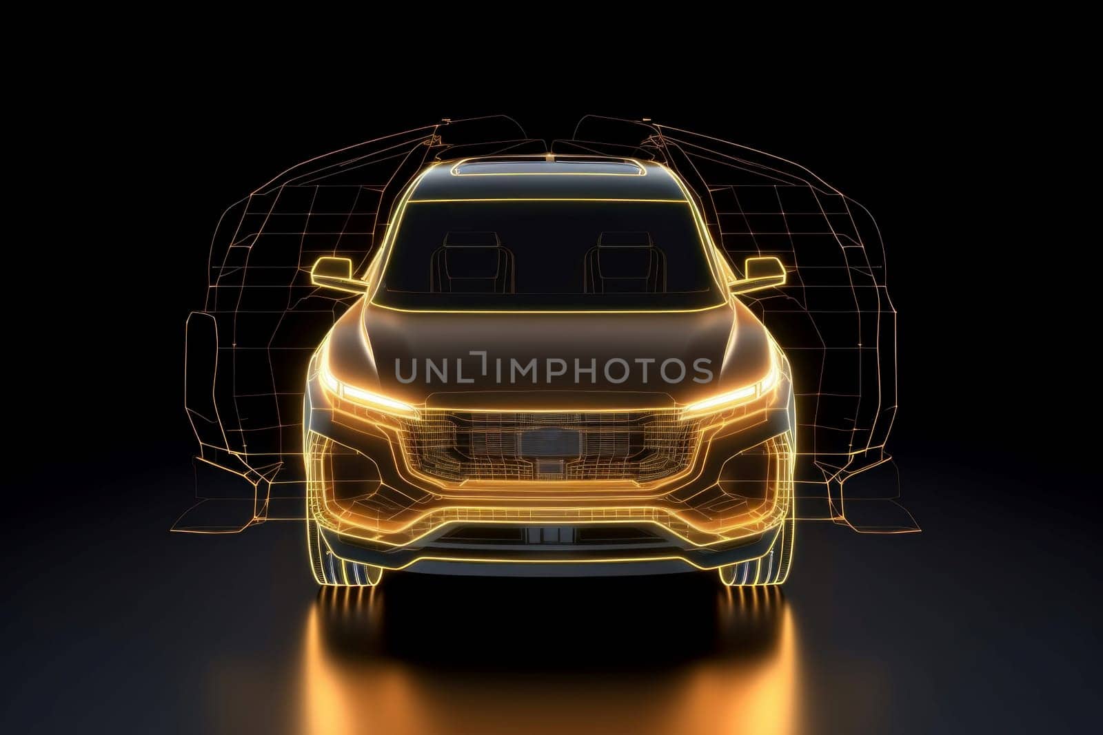 Golden suv car. Generate Ai by ylivdesign