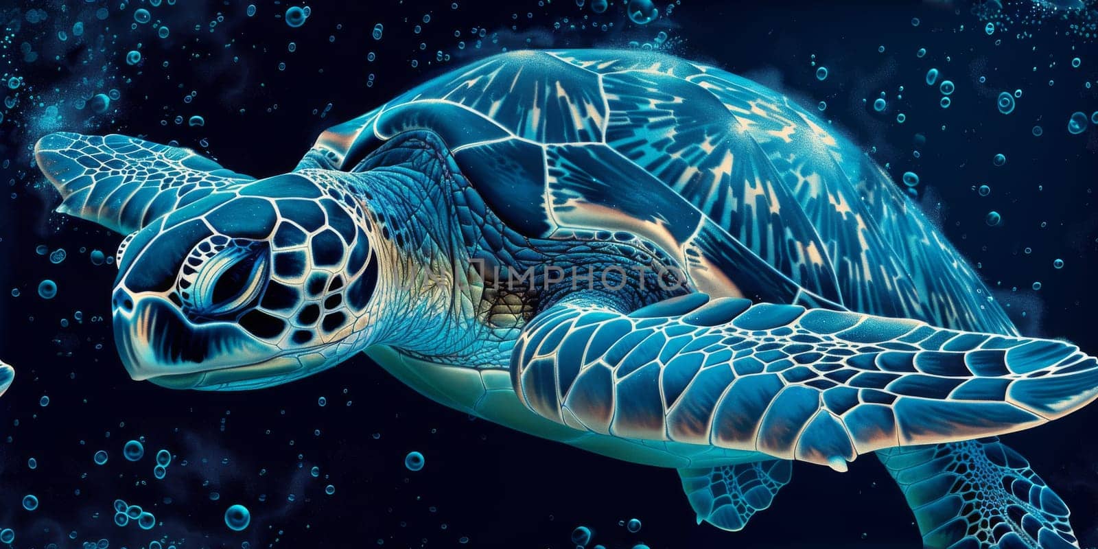 Sea turtle with ocean waves in the style of boho - seamless pattern. Environmental Protection.