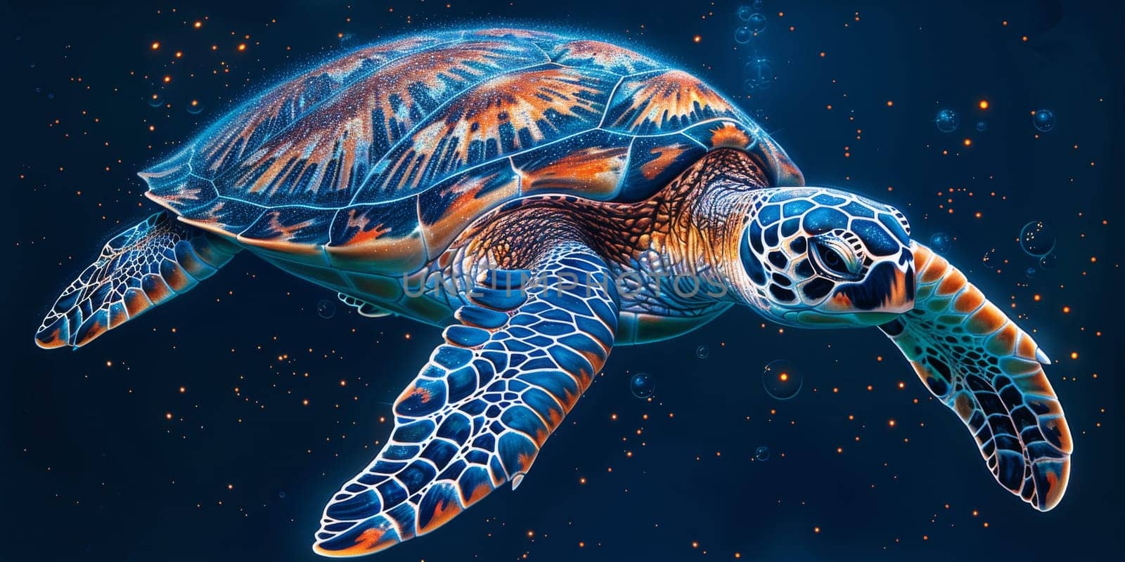 Sea turtle with ocean waves in the style of boho - seamless pattern. Environmental Protection.