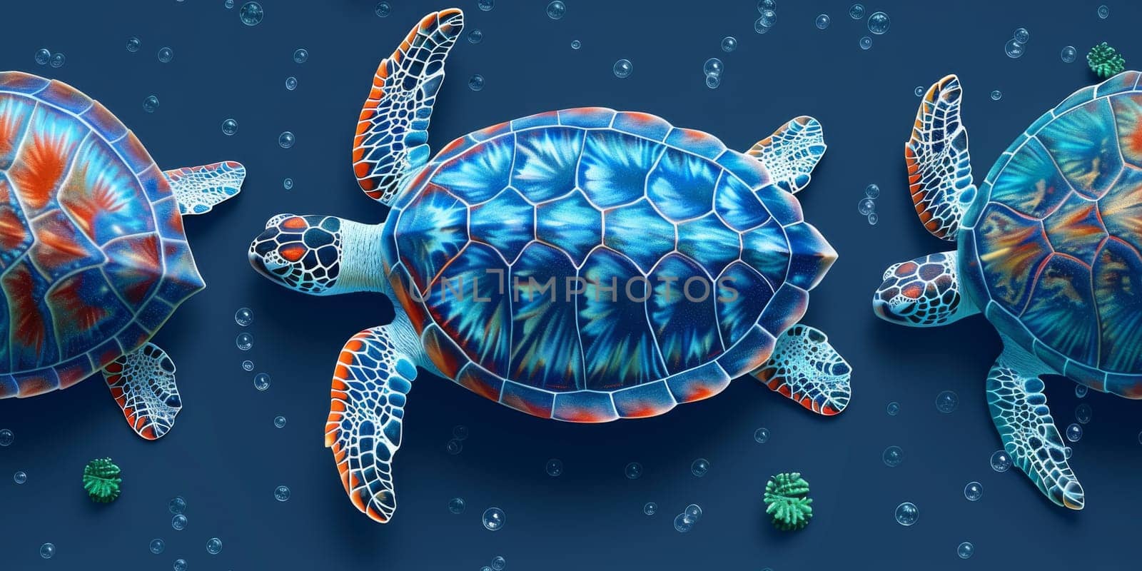 Sea turtle with ocean waves in the style of boho - seamless pattern. Environmental Protection.