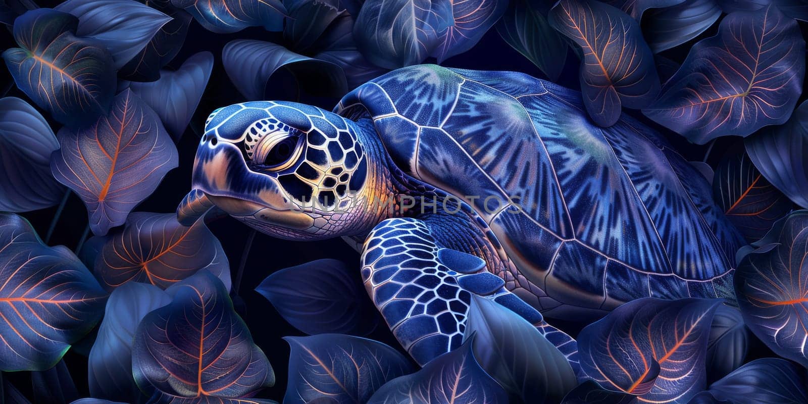 Sea turtle with ocean waves in the style of boho - seamless pattern. Environmental Protection by Benzoix