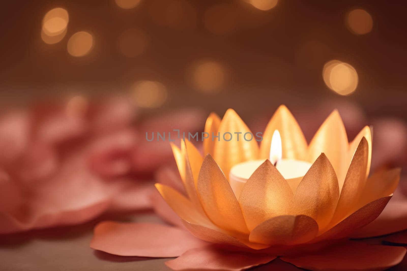 Lotus flower. Light meditation color. Generate Ai