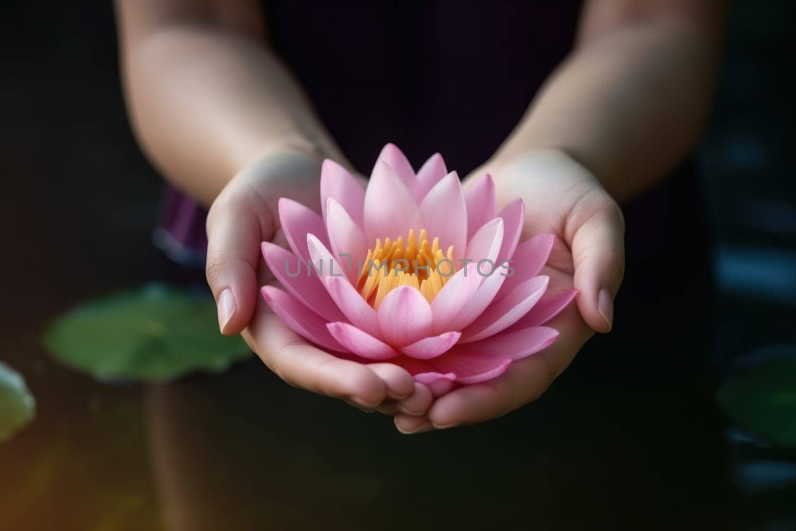 Lotus flower. Peace calm flower. Generate Ai