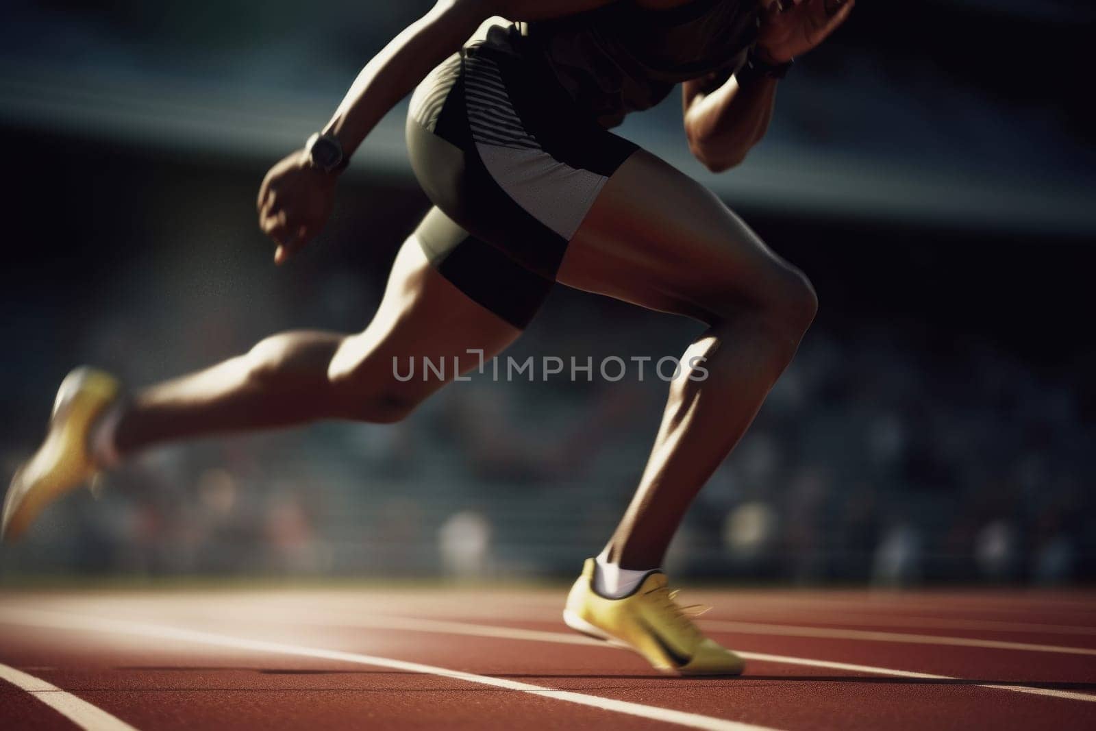 Male sprinter sport. Training speed. Generate Ai