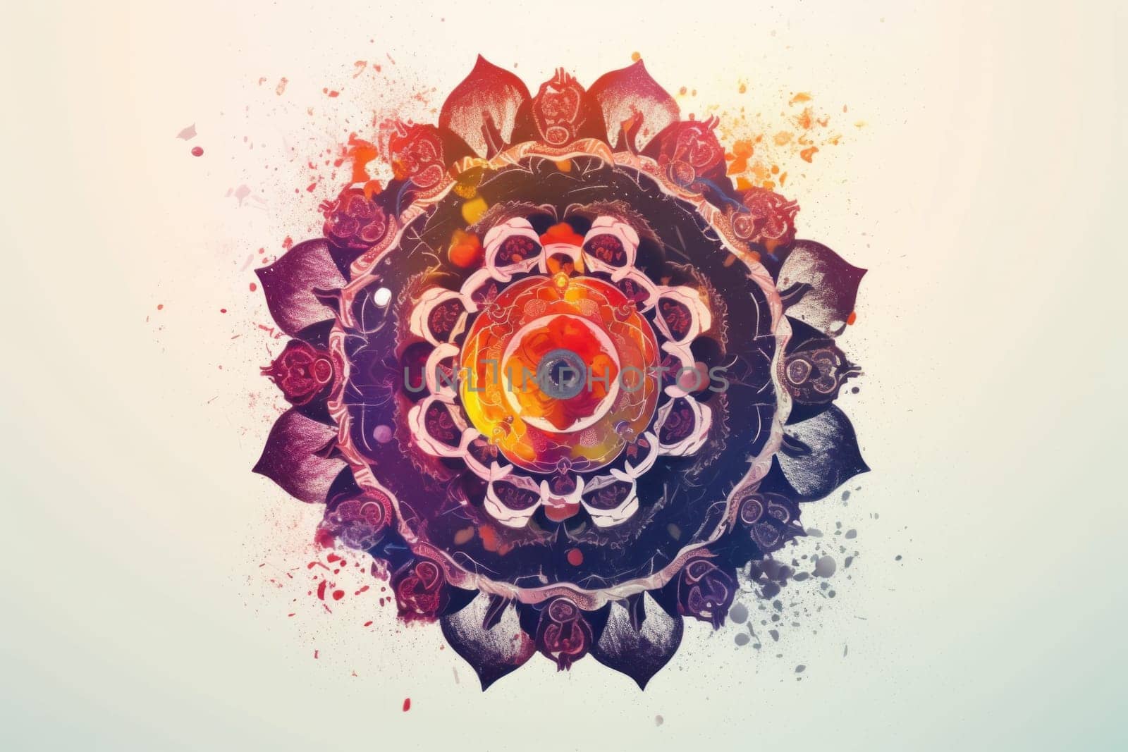 Mandala watercolor. Arabic shape ornamental. Generate Ai