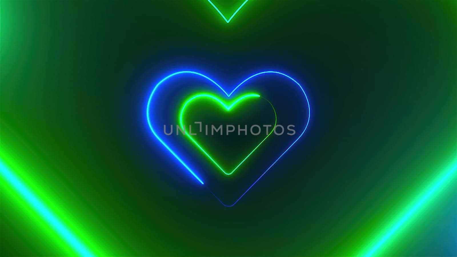 Heart Neon tunnel. Computer generated 3d render