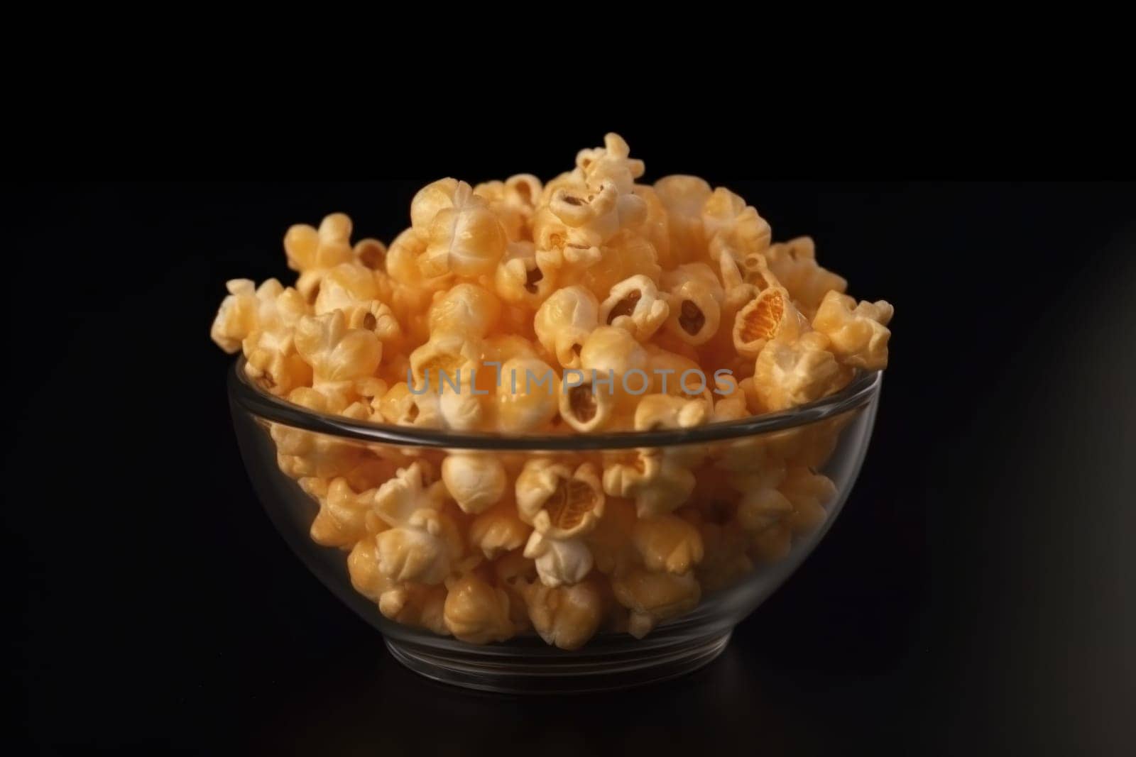 Fresh popcorn bowl. Snack dish view. Generate Ai