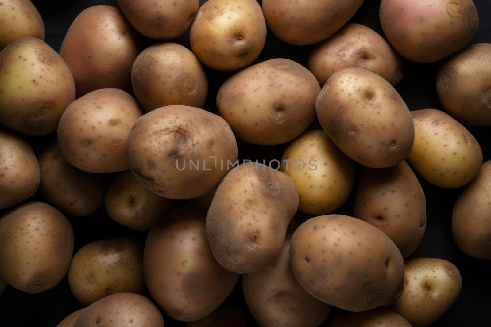 Potatoes background. Fresh organic plant. Generate Ai