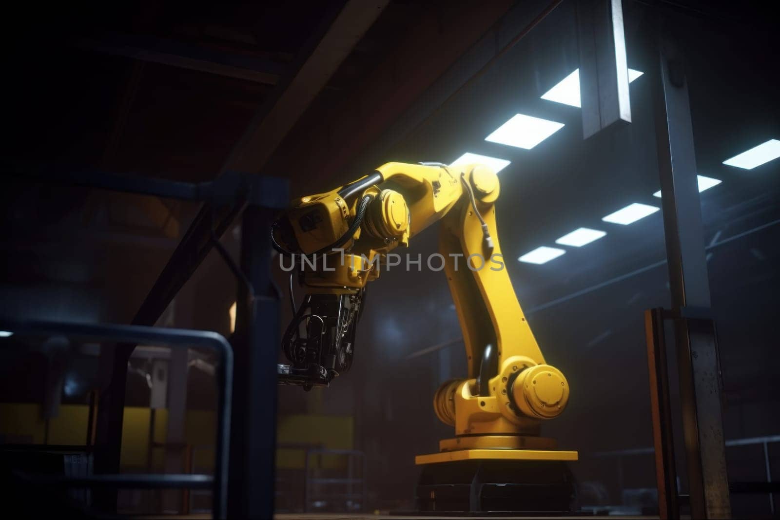 Robotic arm industrial processor plant. Generate Ai by ylivdesign