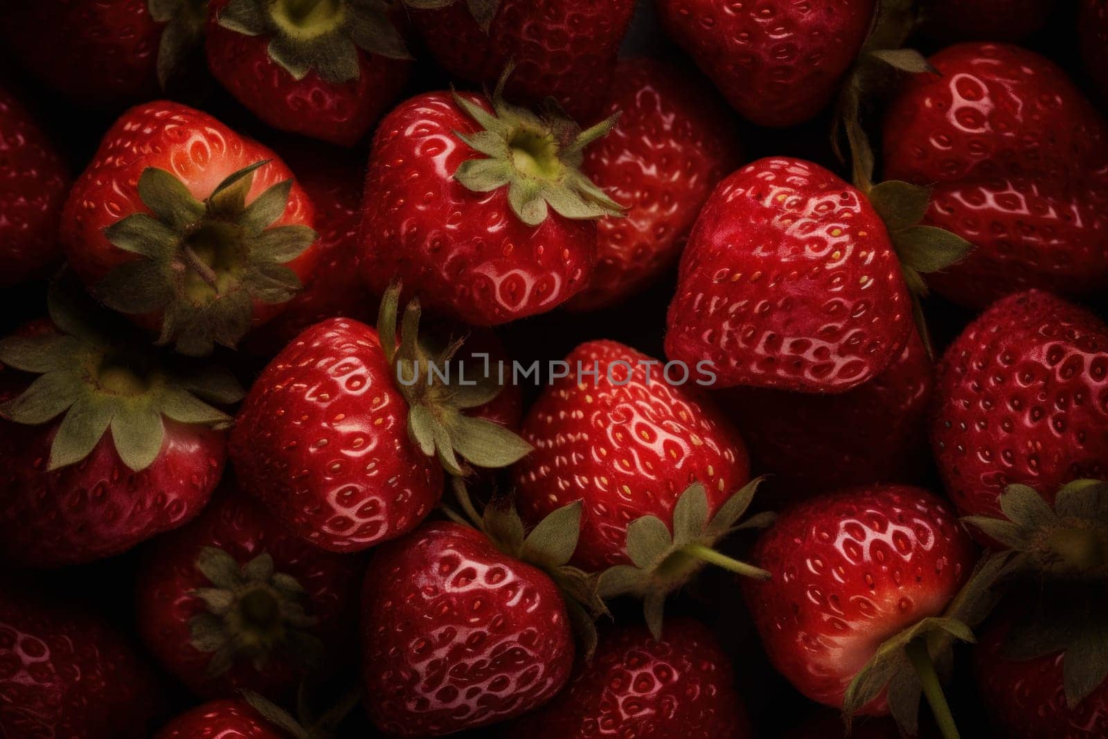 Strawberry fruit. Fresh red farm. Generate Ai