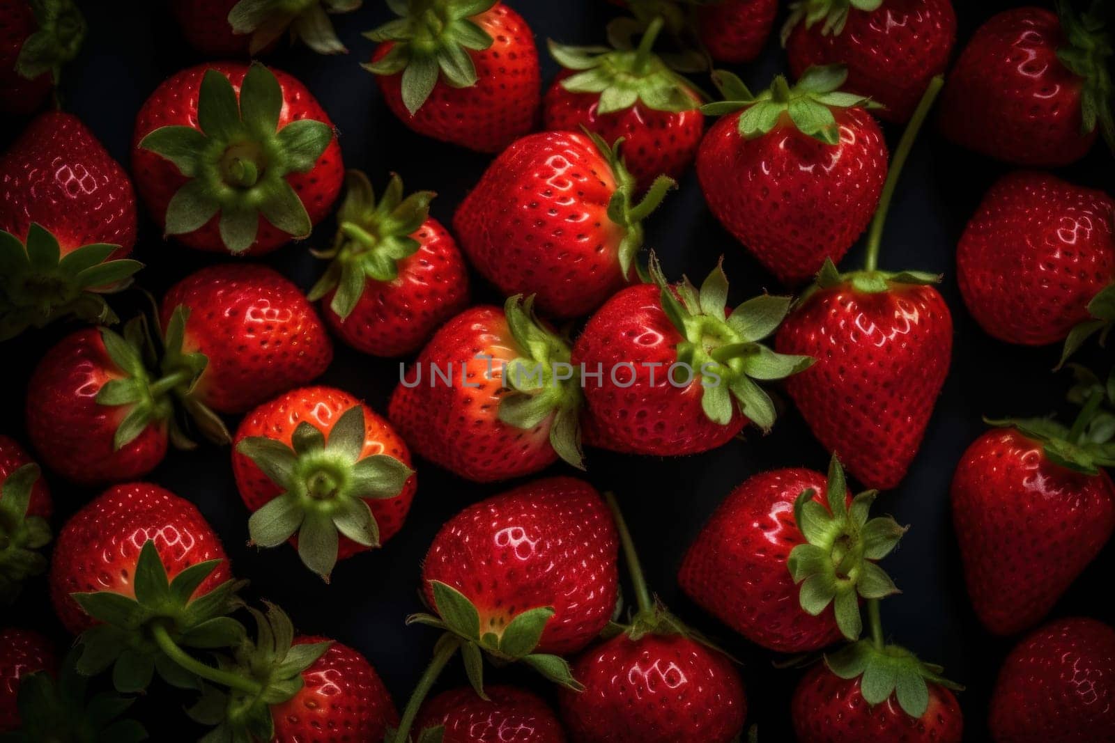 Strawberry background. Summer ripe color. Generate Ai