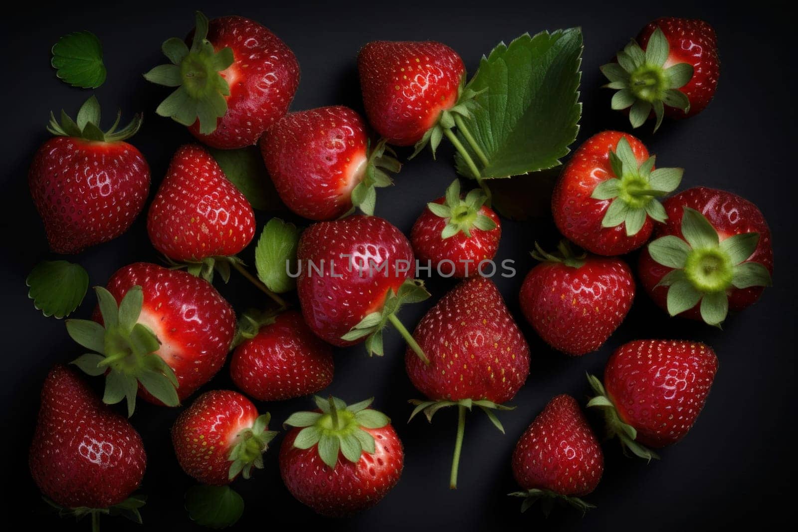 Strawberry farm organic. Summer ripe top. Generate Ai