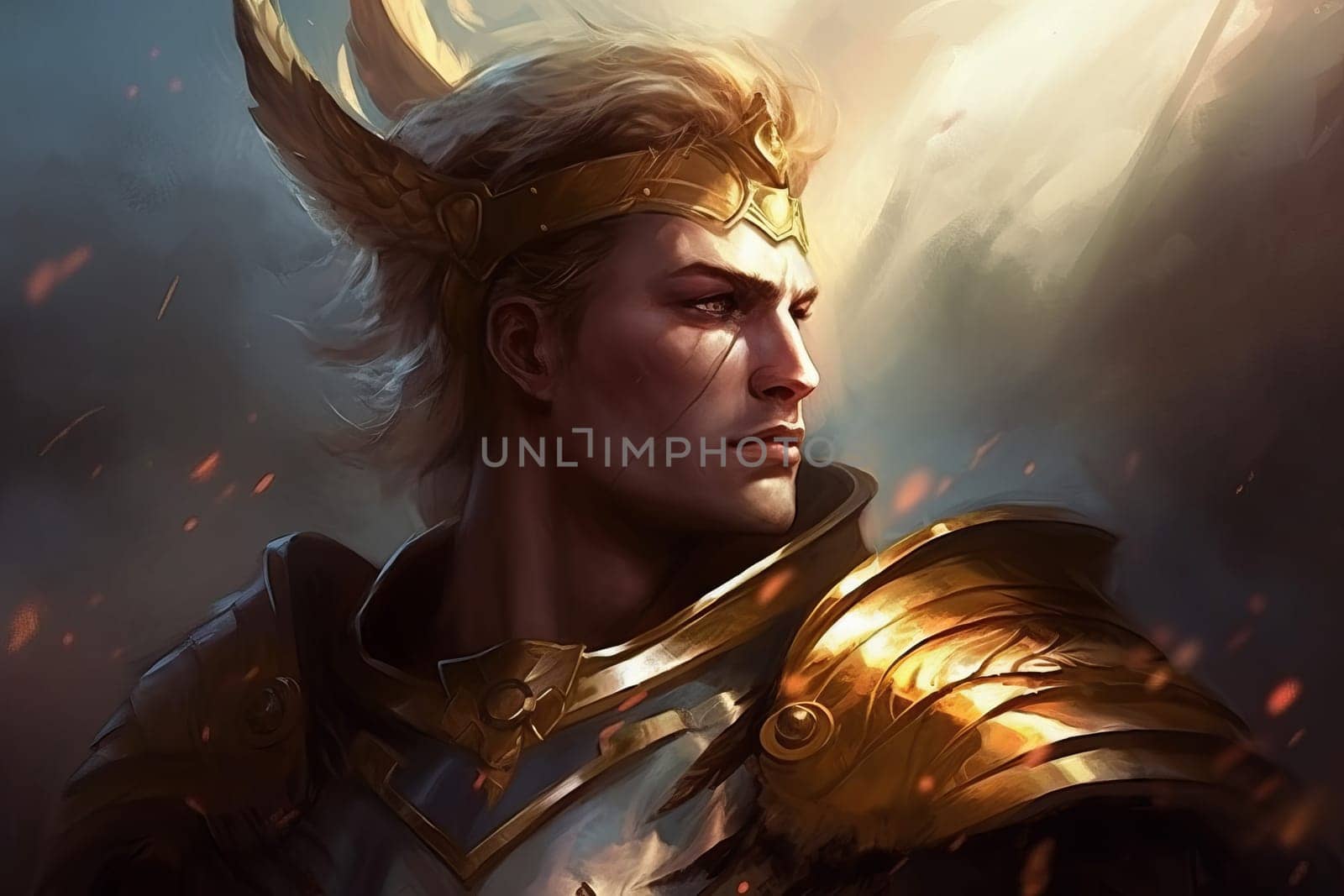 Warrior prince closeup. Generate Ai by ylivdesign