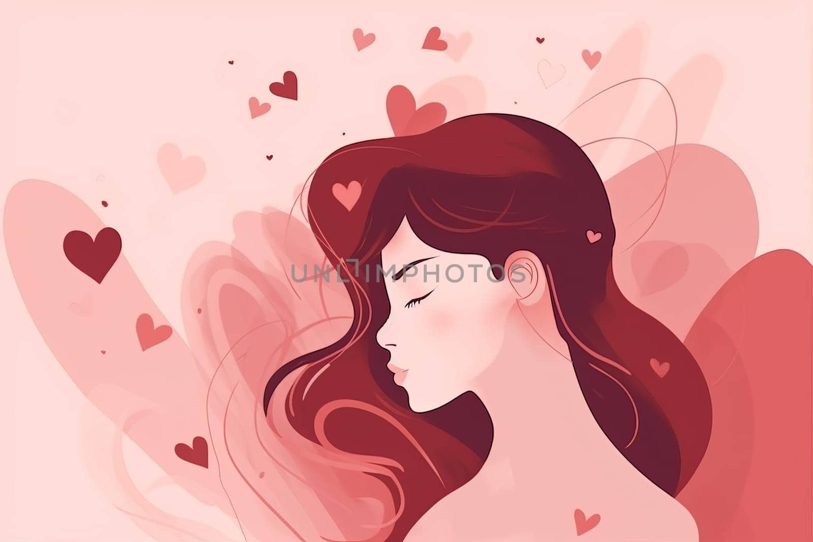 Sexy woman with many hearts. Generate Ai by ylivdesign