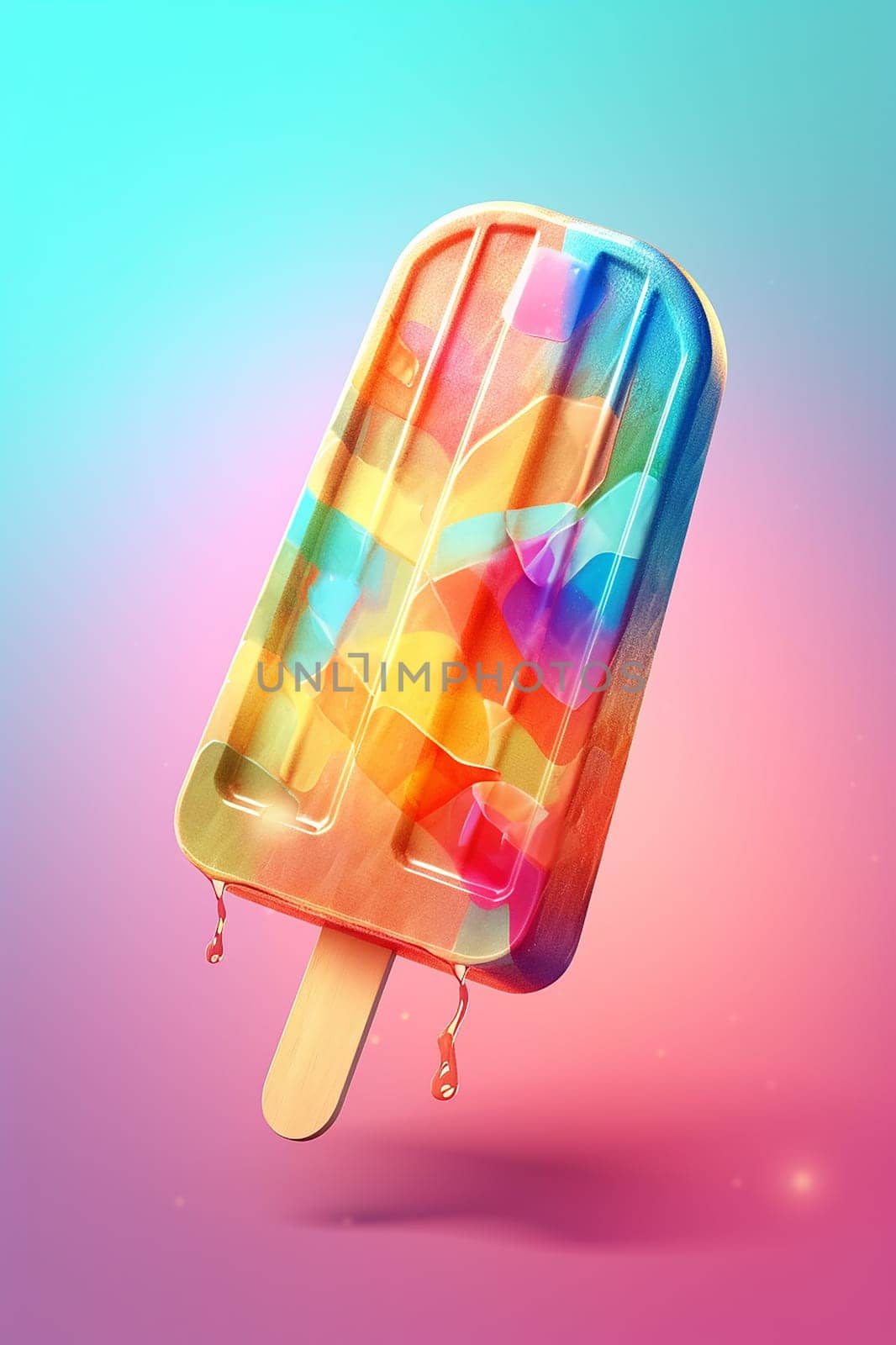 Colorful popsicle melting on a gradient background
