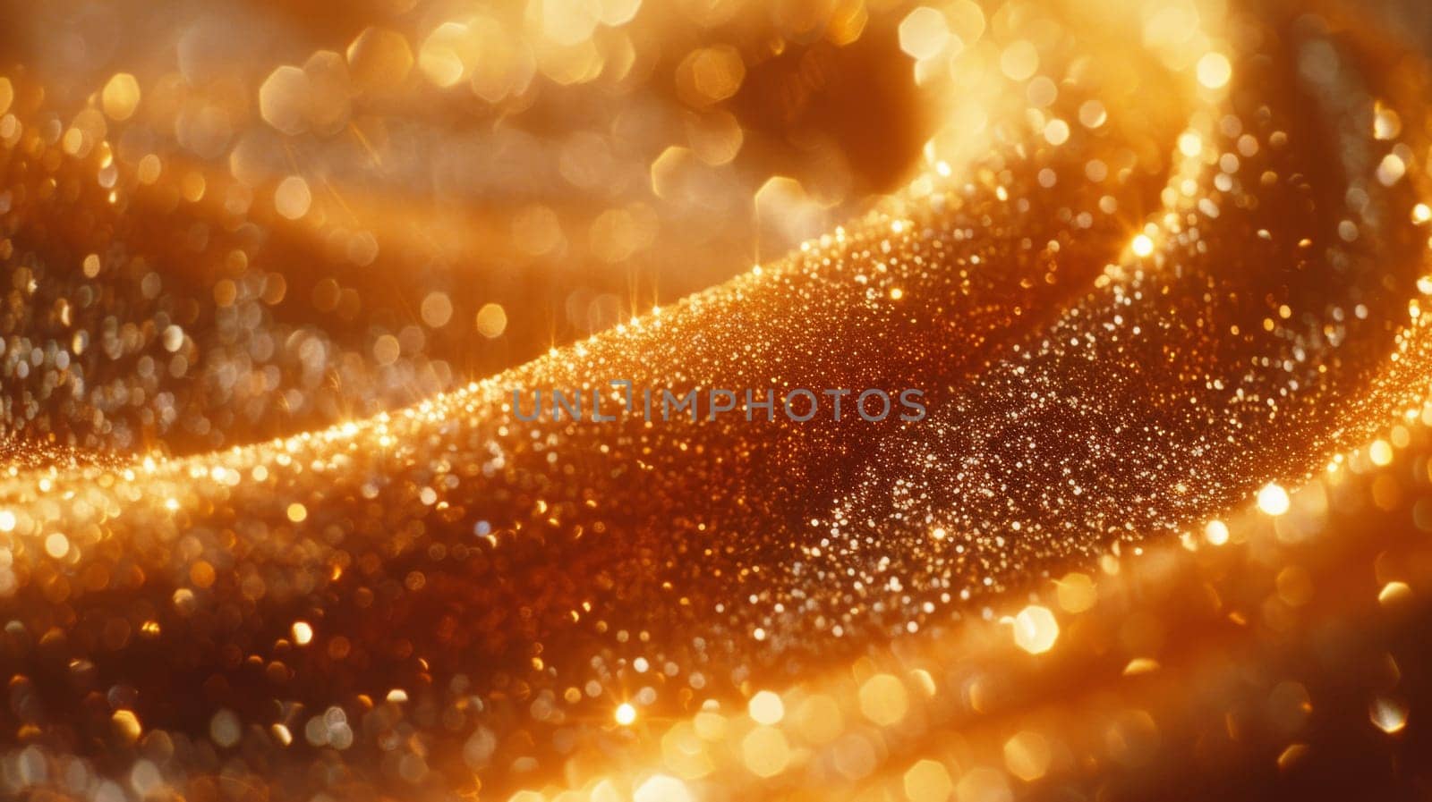 A close up of a shiny gold fabric with some sparkles, AI by starush