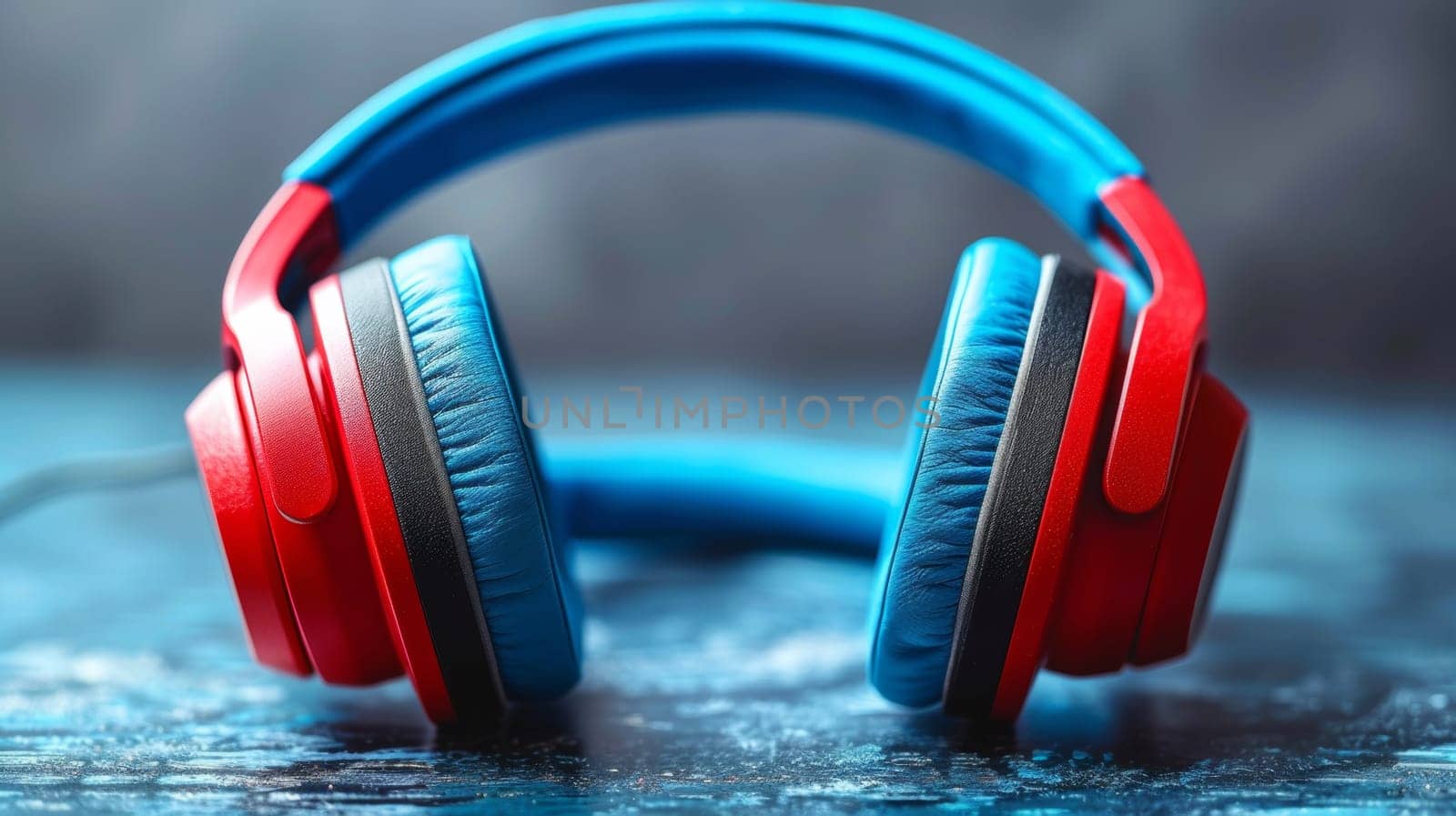 A close up of a pair of headphones sitting on top of something