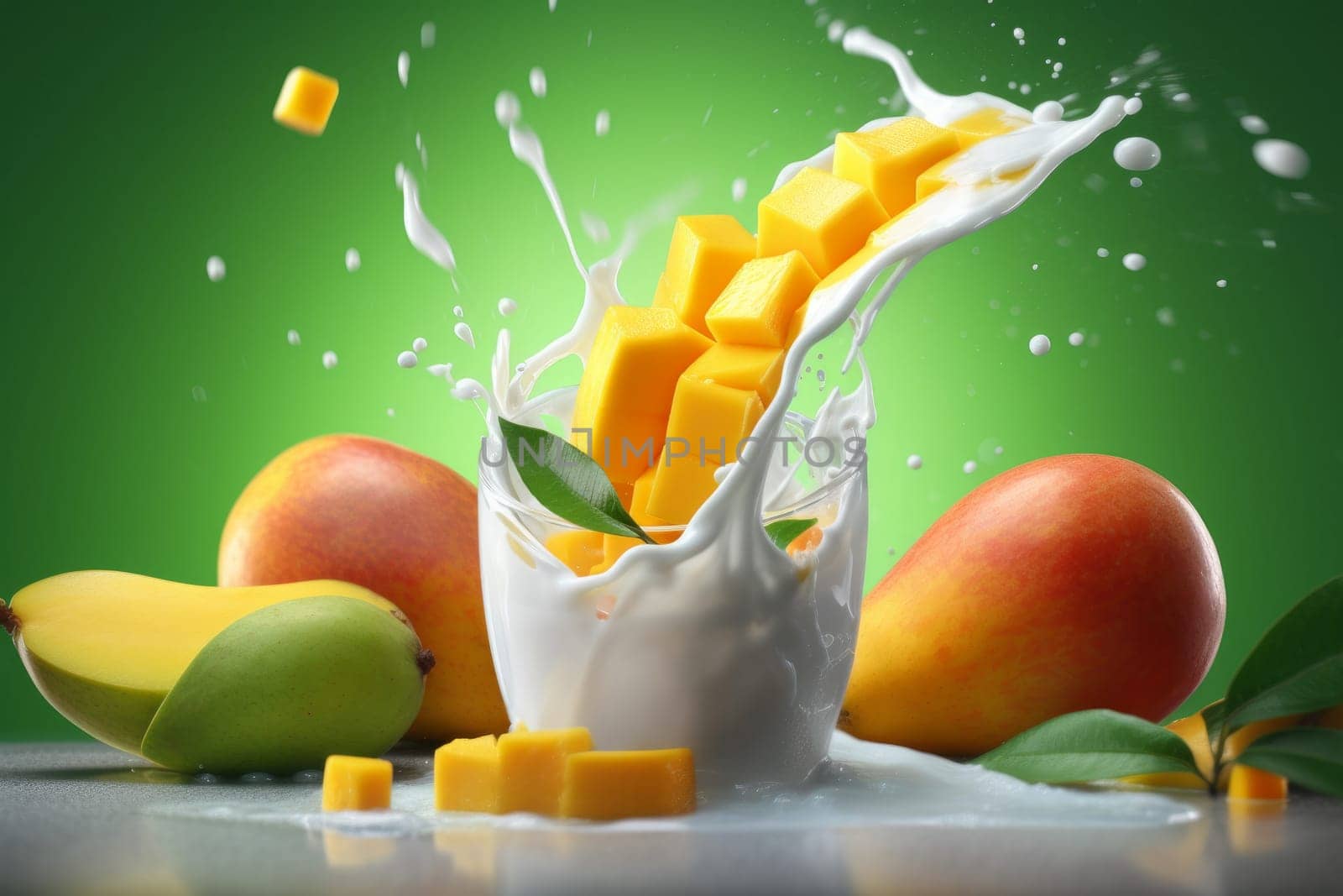 Mango yogurt. Sweet blended milk. Generate Ai