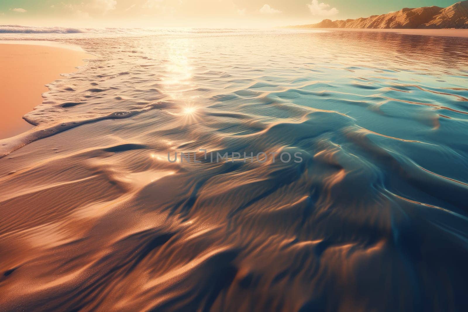 Beach sea sunset. Generate Ai by ylivdesign