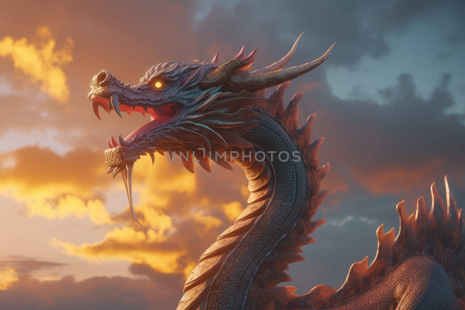 Chinese myth dragon. Creature legend. Generate Ai