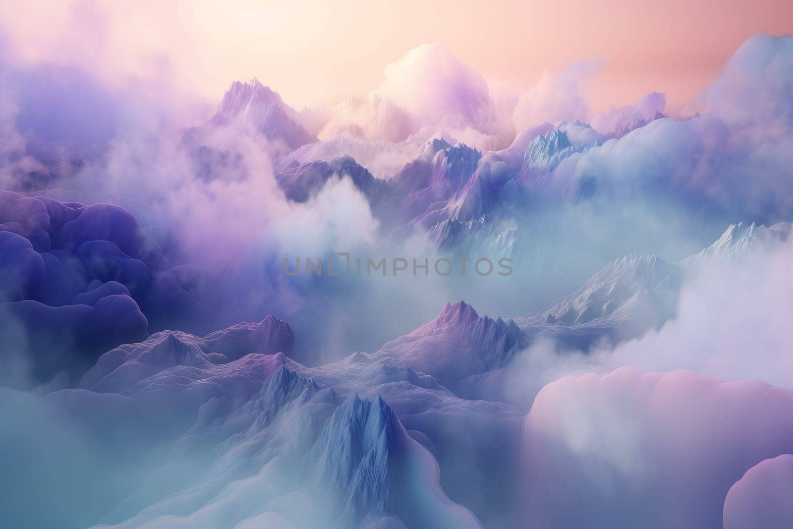 Bright dreamy background. Nature light fog. Generate Ai