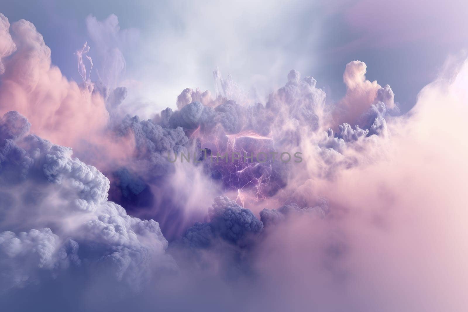 Dreamy sky background. Fairy magic cloud. Generate Ai
