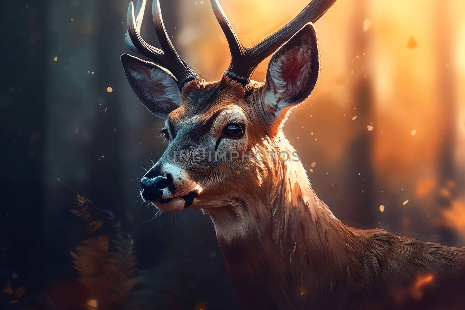 Deer forest closeup. Generate Ai by ylivdesign