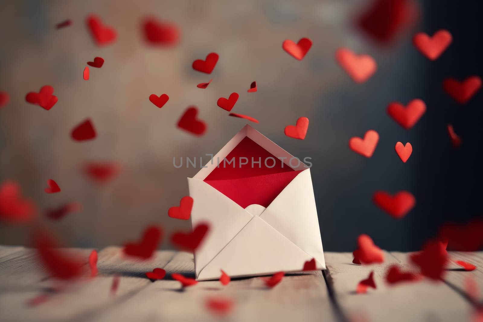 Red white envelope. Romance mail. Generate Ai
