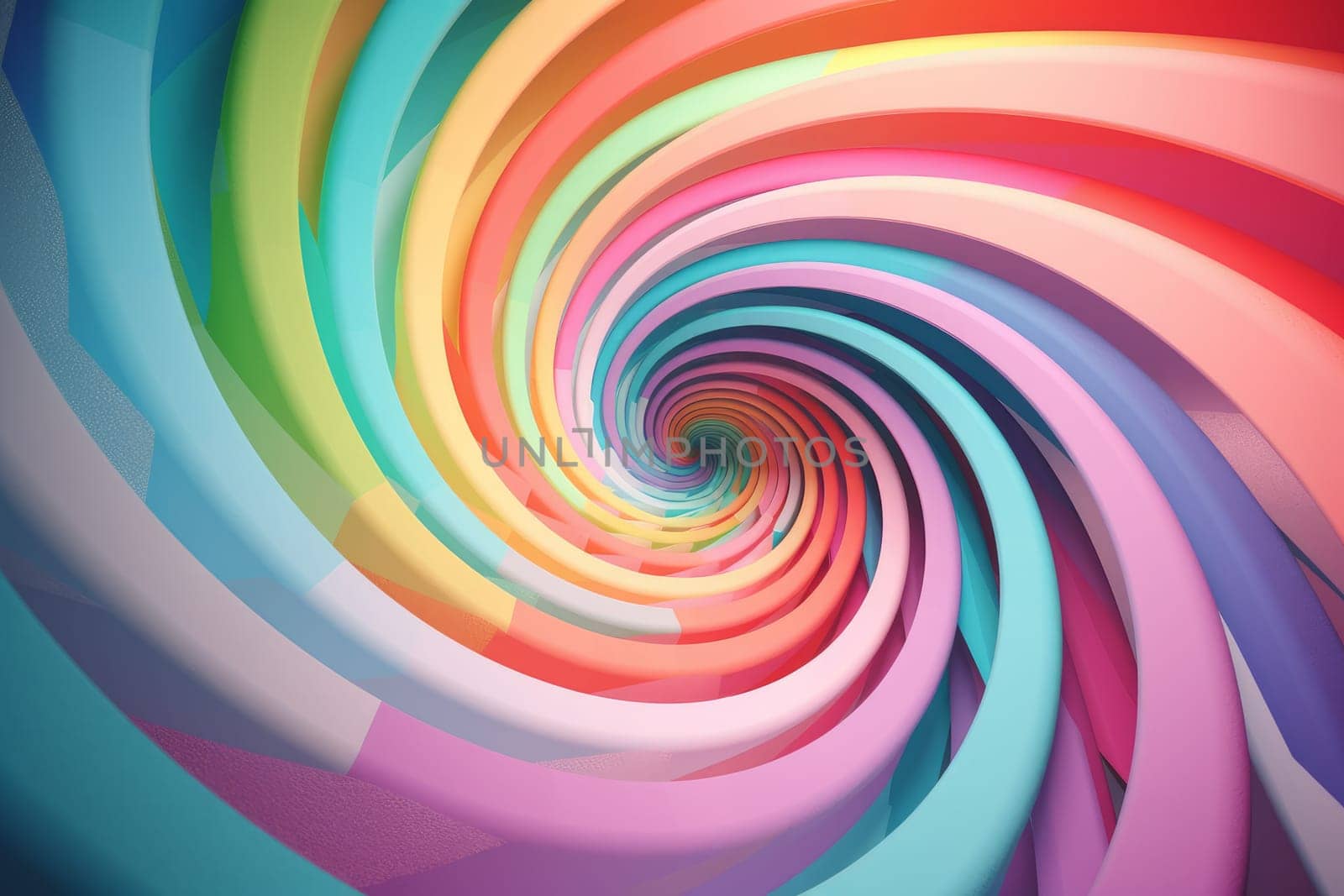 Hypnotic multicolored spiral wave. Decoration shape. Generate Ai