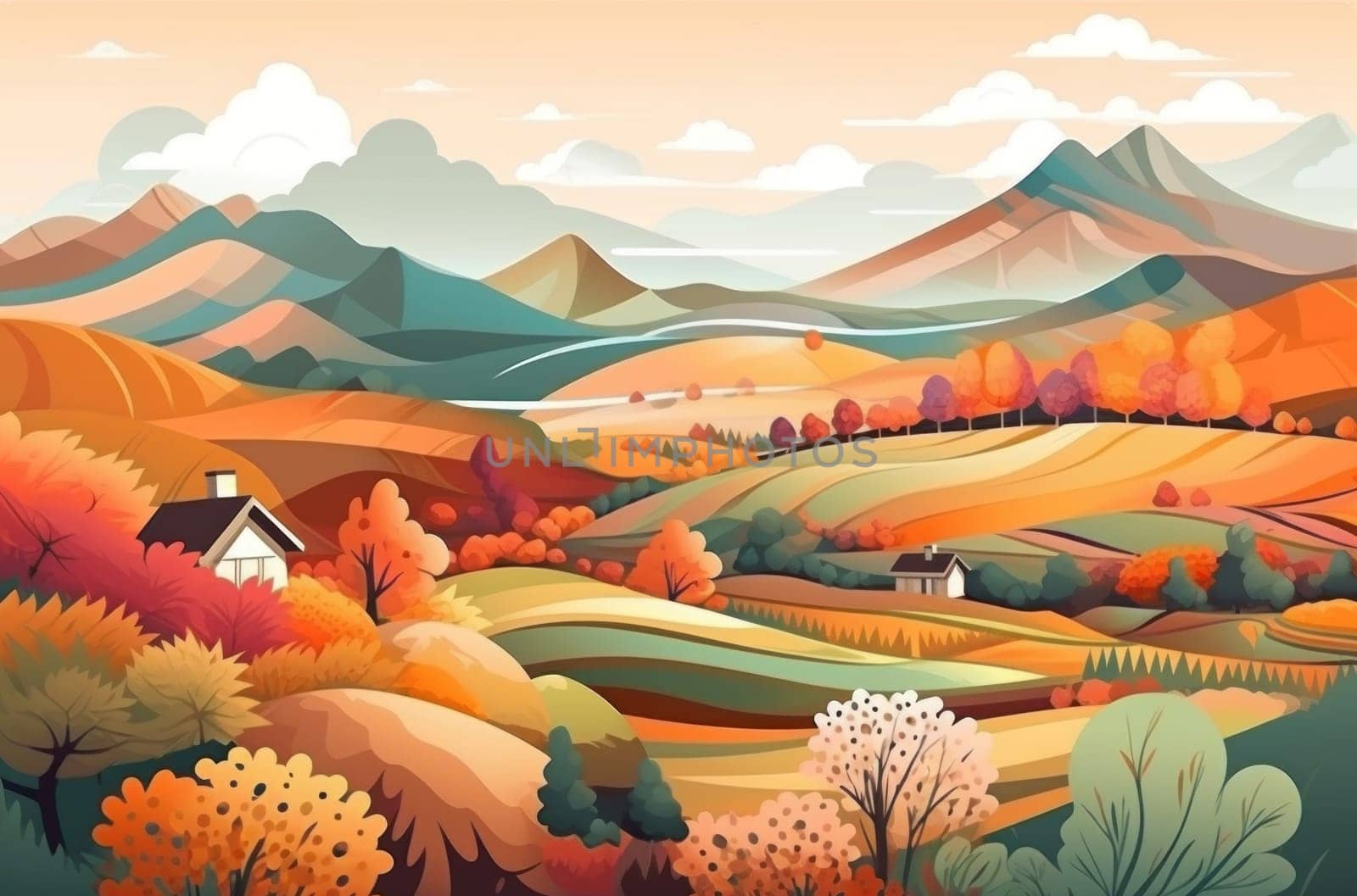 Nature landscape countryside. Generate Ai by ylivdesign