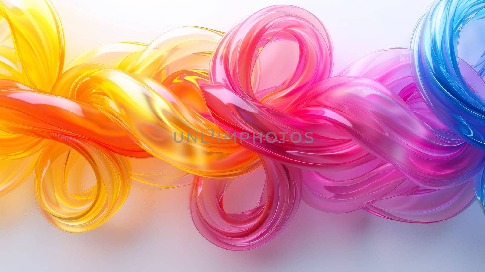 A close up of a bunch of colorful ribbons that are twisted together, AI by starush