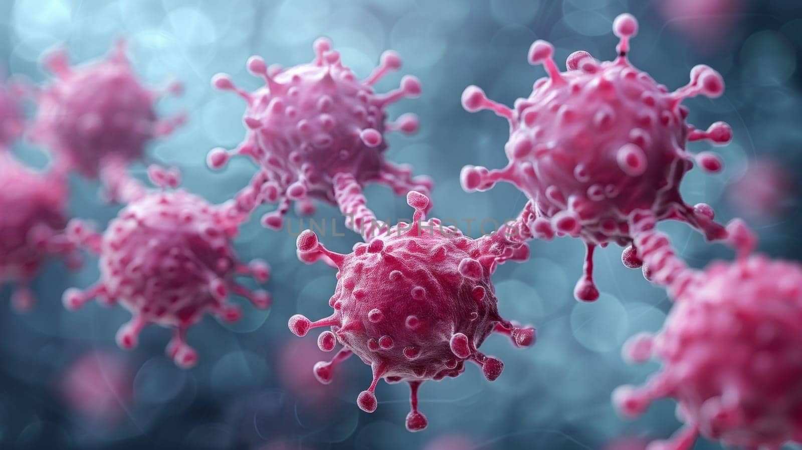 A close up of a group of pink viruses, AI by starush