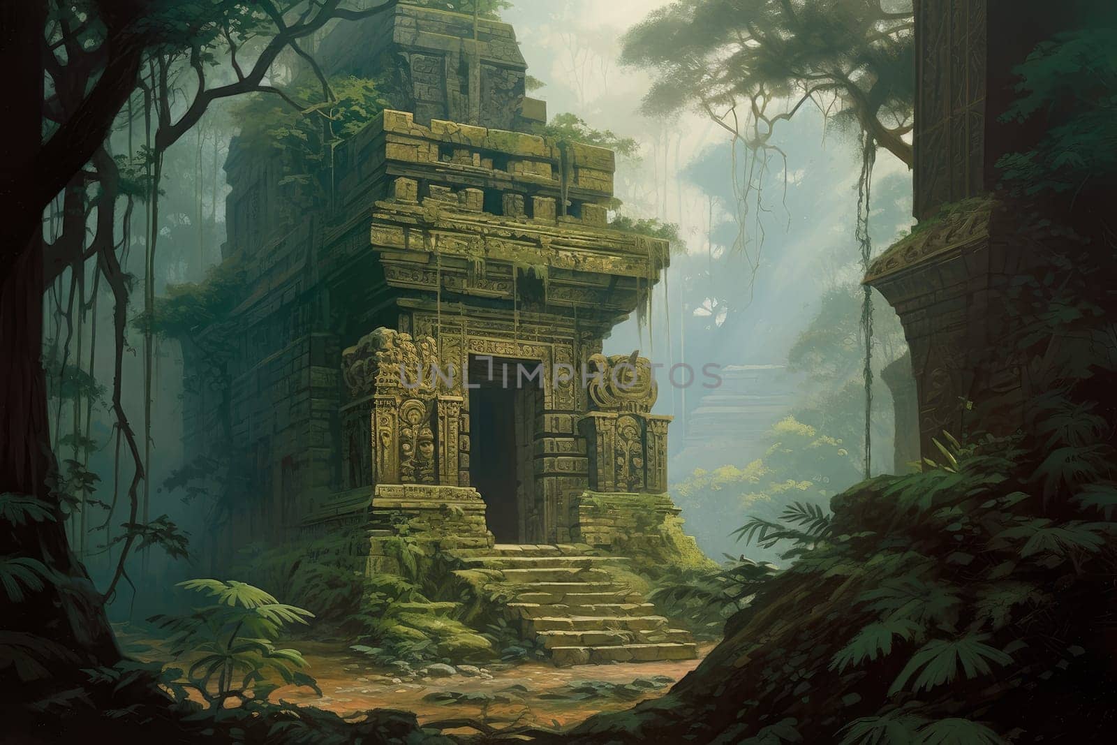 Ancient temple ruins historic. Generate Ai by ylivdesign