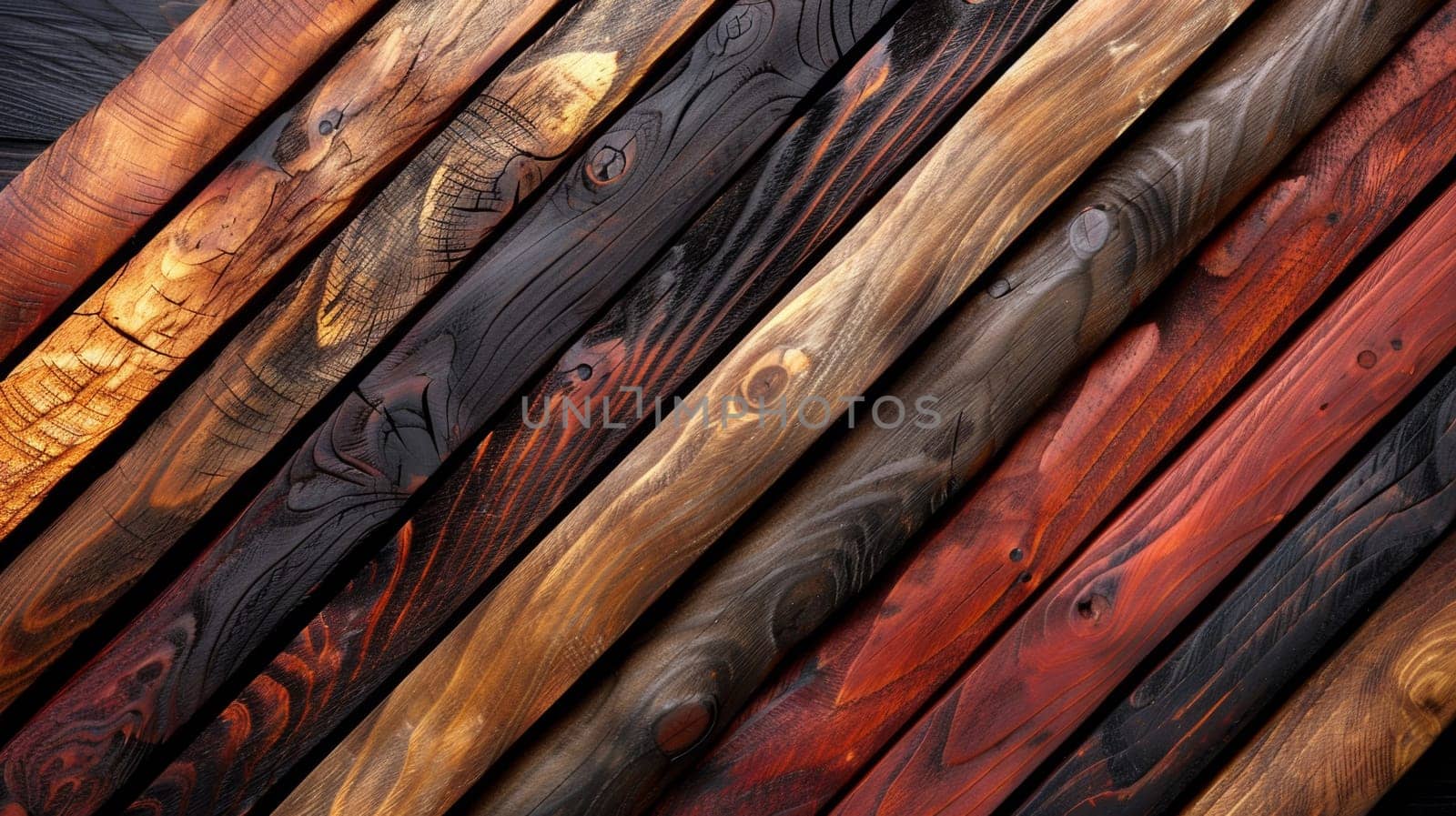 A close up of a bunch of different colored wood