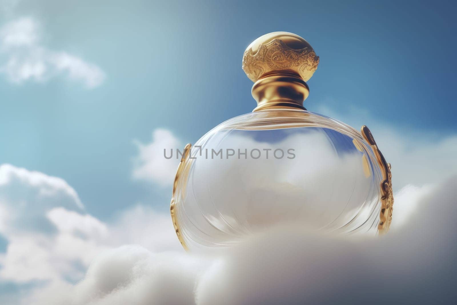 Perfume bottle sky magic. Generate AI by ylivdesign